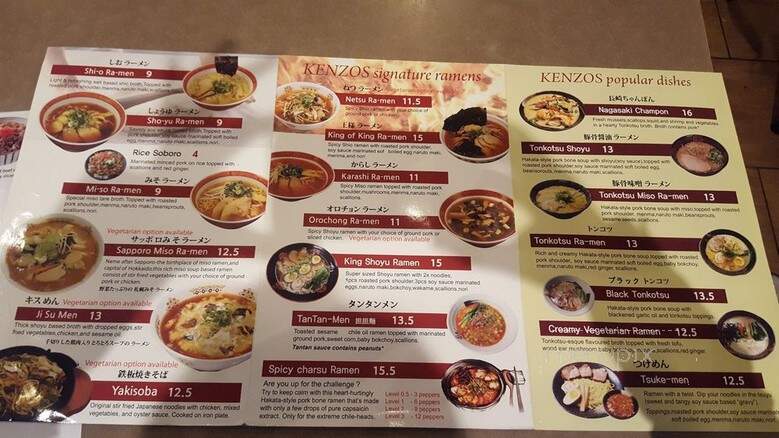 Kenzo Ramen - Guelph, ON menu_pic