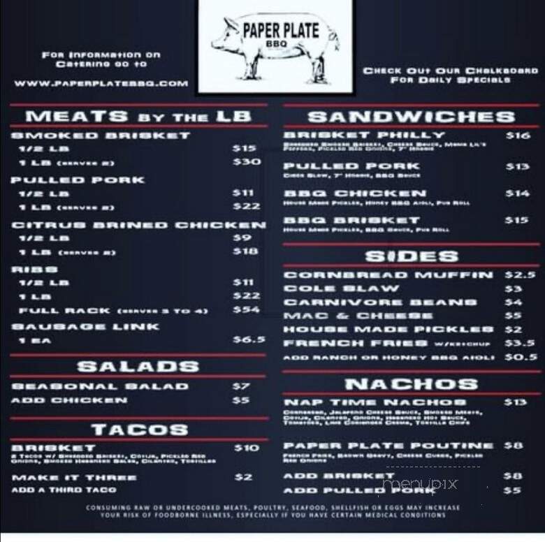Paper Plate BBQ - Eugene, OR menu_pic