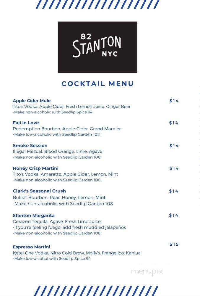 82 Stanton - New York, NY menu_pic