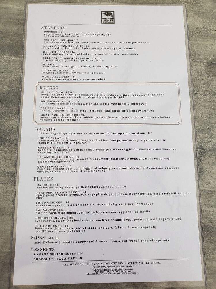 Biltong Bar - Alpharetta, GA menu_pic