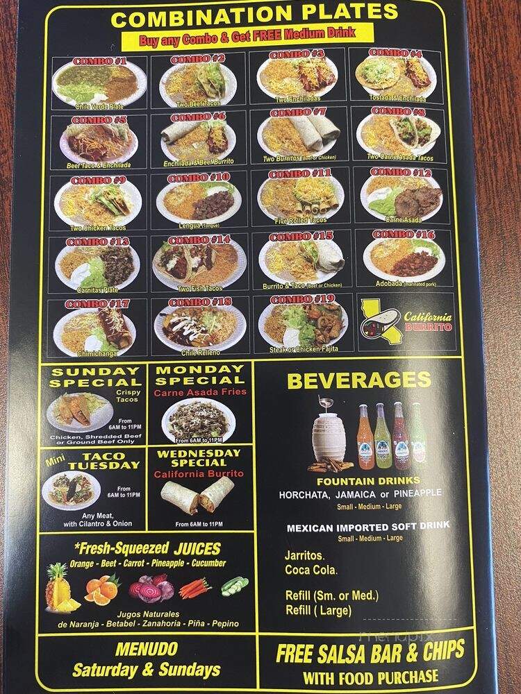 California Burrito - North Highlands, CA menu_pic