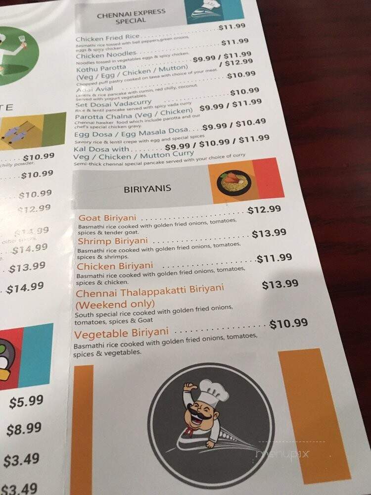 Chennai Express - Ashburn, VA menu_pic