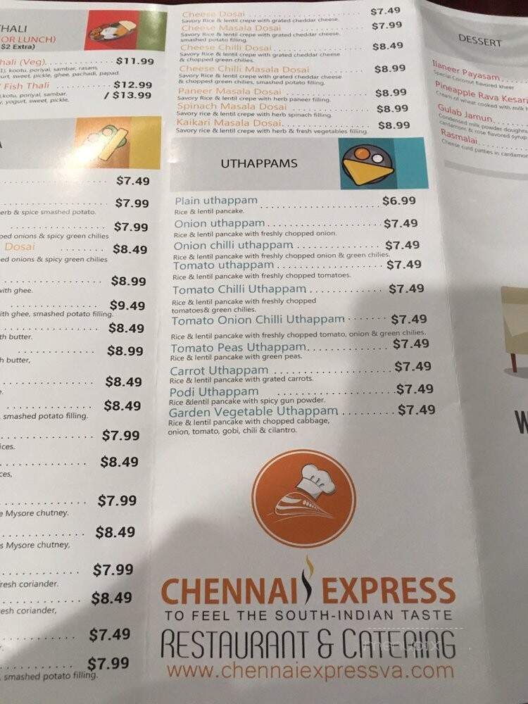 Chennai Express - Ashburn, VA menu_pic