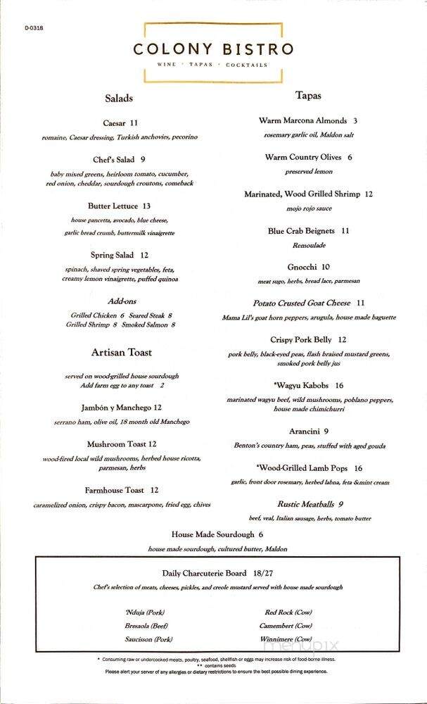Colony Bistro & Wine Bar - Madison, MS menu_pic