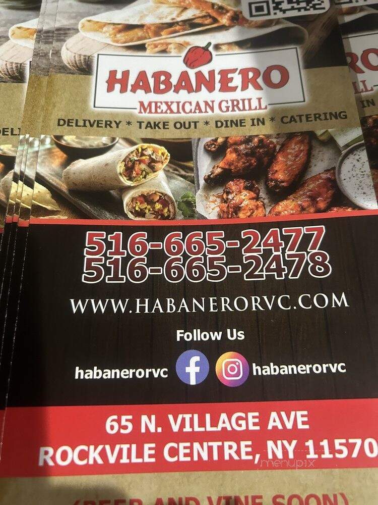 Habanero Mexican Grill - East Rockaway, NY menu_pic