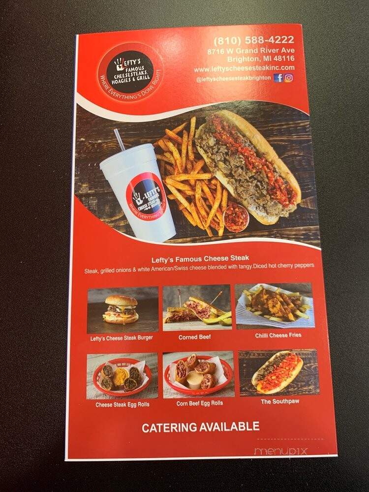Lefty's Cheesesteak - Brighton, MI menu_pic