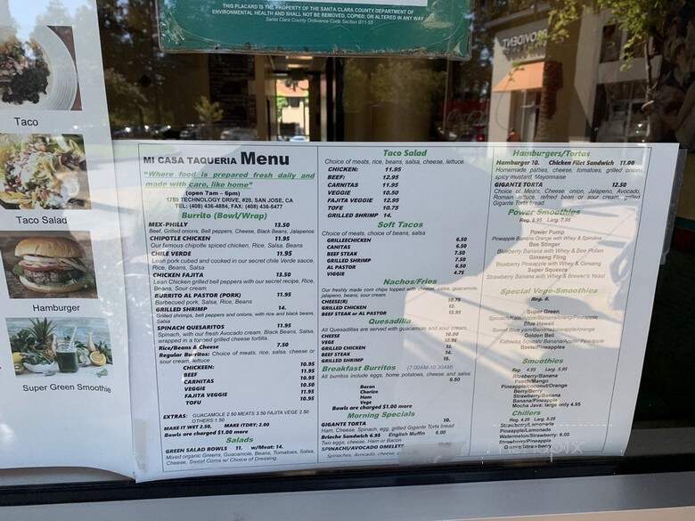 Mi Casa - San Jose, CA menu_pic