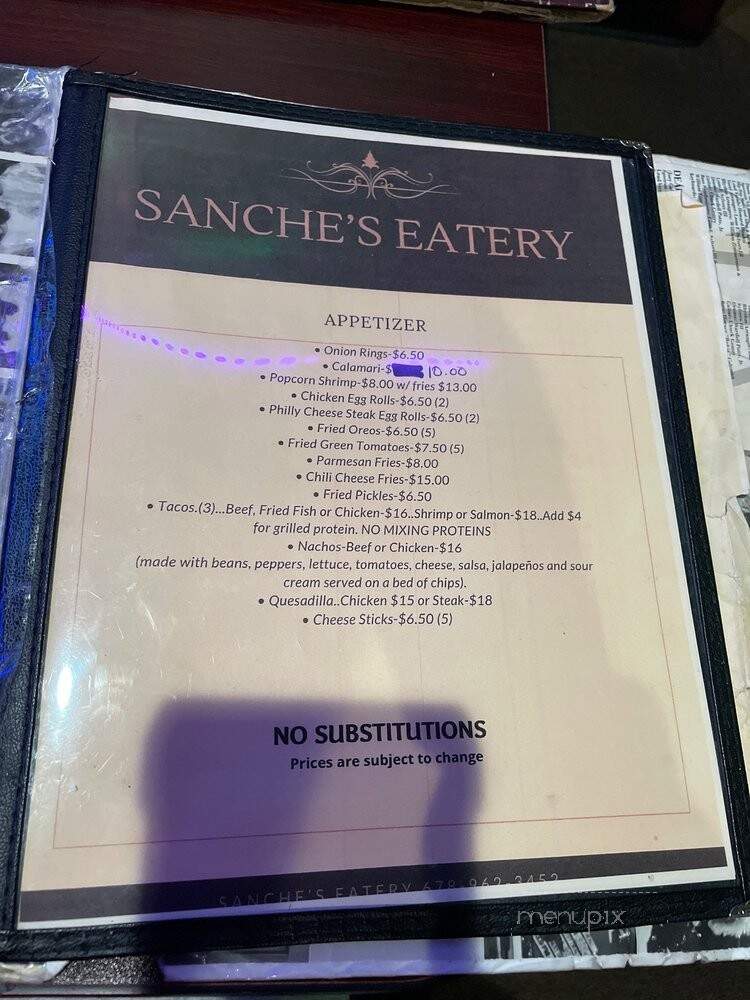 SanChe's Eatery - Rex, GA menu_pic