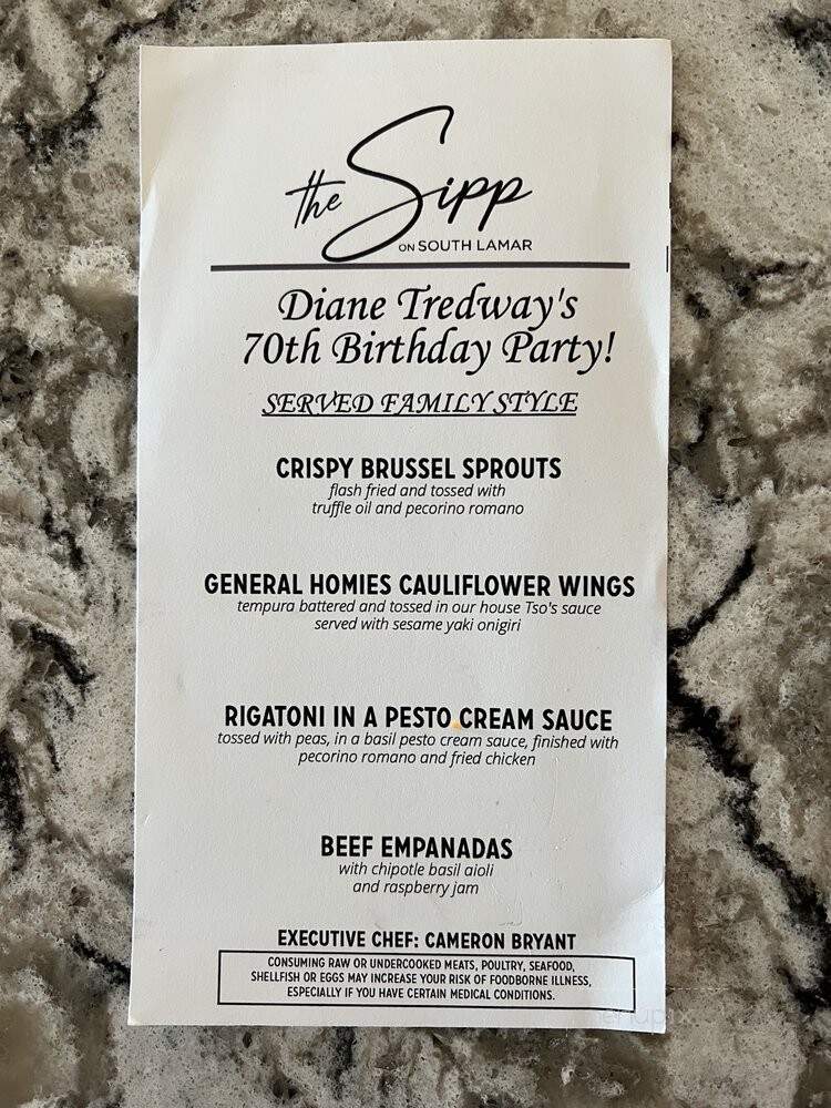 The Sipp on South Lamar - Oxford, MS menu_pic