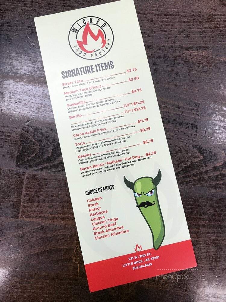 Wicked Taco Factory - Little Rock, AR menu_pic
