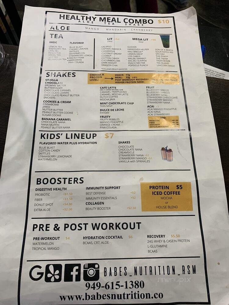 Babes Nutrition - Rancho Santa Margarita, CA menu_pic
