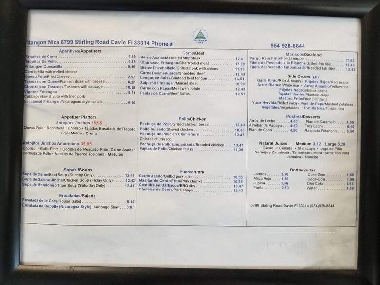 Fritangon Nica - Davie, FL menu_pic