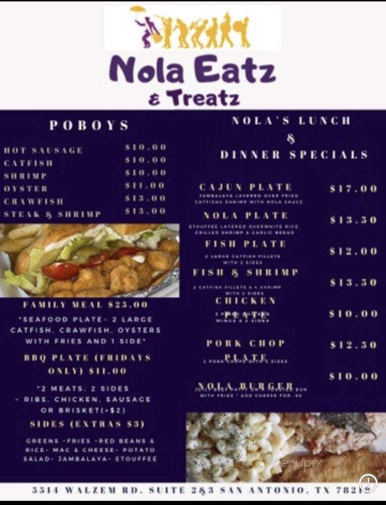 NOLA Eatz - San Antonio, TX menu_pic