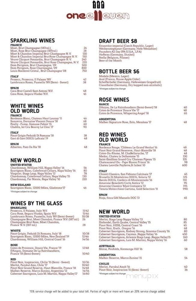 One Elleven - Brooklyn, NY menu_pic