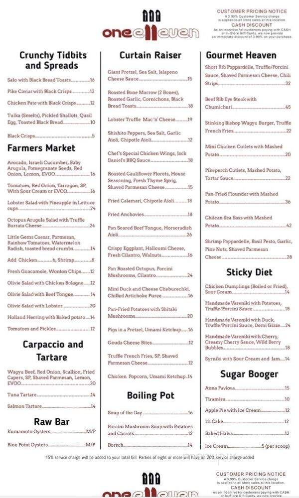 One Elleven - Brooklyn, NY menu_pic