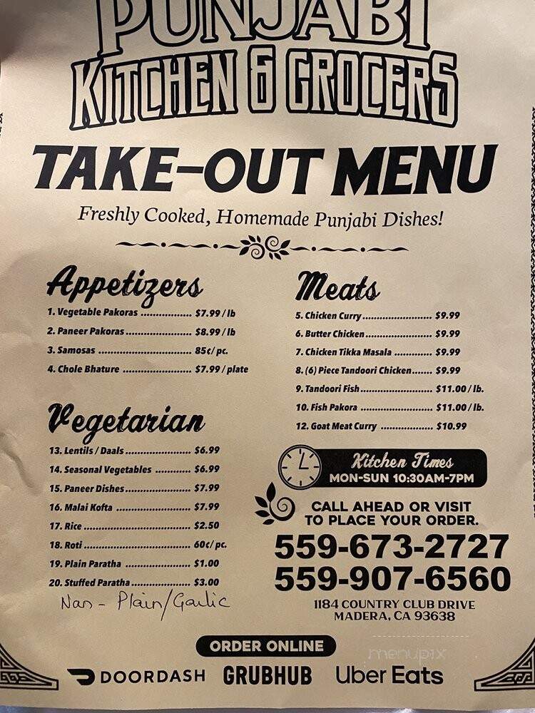 Punjabi Kitchen & Grocers - Madera, CA menu_pic