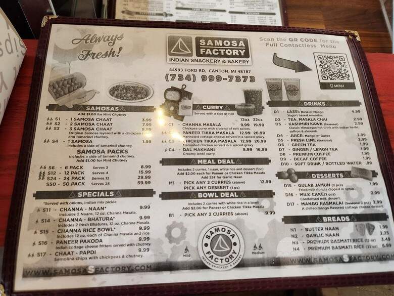 Samosa Factory - Canton, MI menu_pic