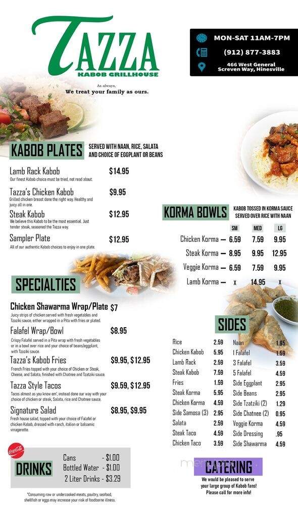 Tazza Kabob Grillhouse - Hinesville, GA menu_pic