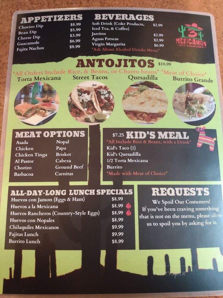 3 Mexicanos Restaurant - Leavenworth, KS menu_pic