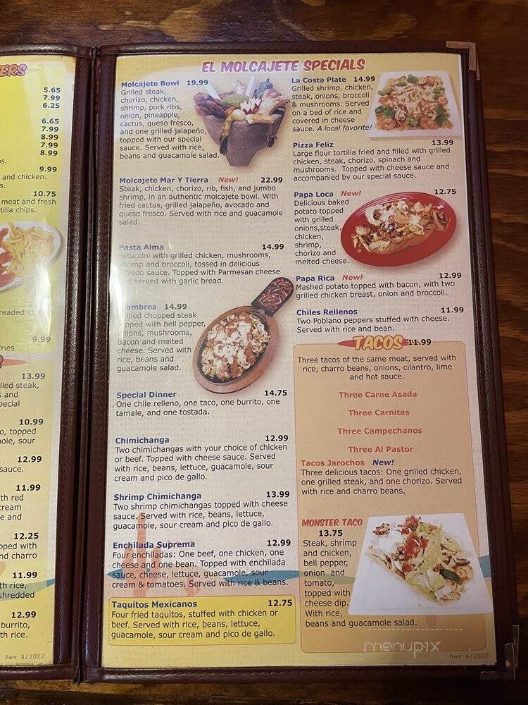 El Molcajete - Madison, AL menu_pic