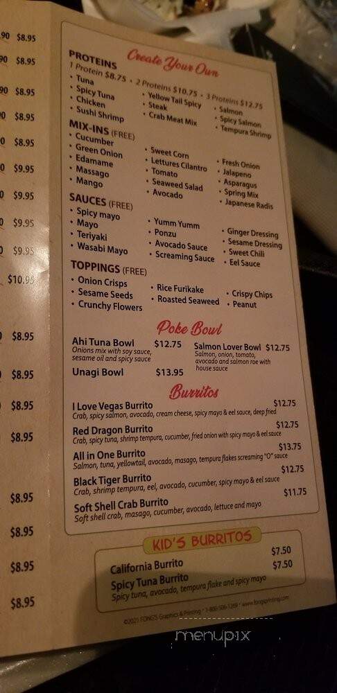 Mr.Sushi - Las Vegas, NV menu_pic