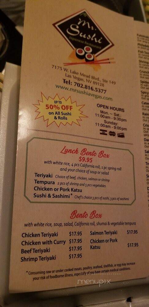 Mr.Sushi - Las Vegas, NV menu_pic