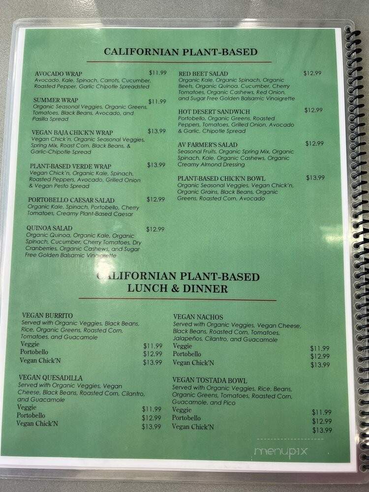 Olga's Naturally California Kitchen - Lancaster, CA menu_pic