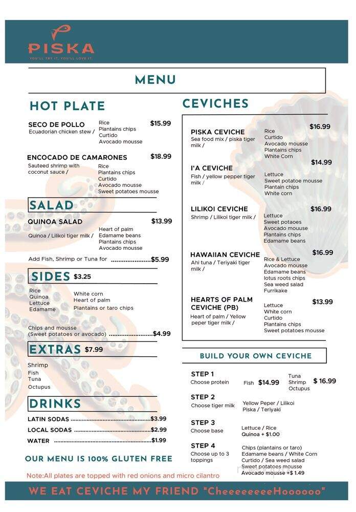 Piska Food Truck - Kihei, HI menu_pic