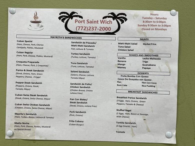 Port Saint Wich - Port Saint Lucie, FL menu_pic