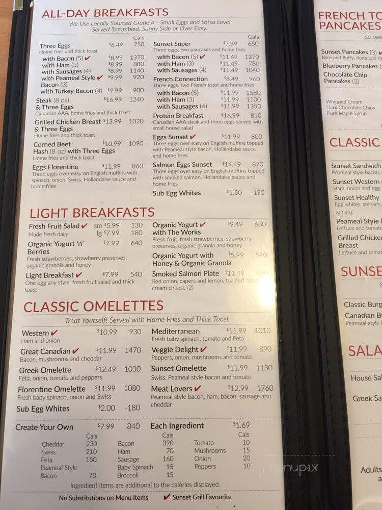 Sunset Grill - Markham, ON menu_pic