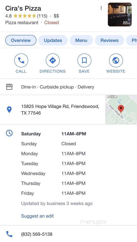 Ciras Pizza - Friendswood, TX menu_pic