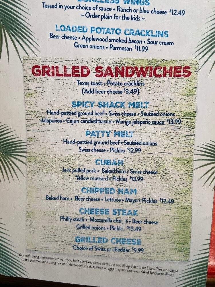 Daiquiri Shack - Gatlinburg, TN menu_pic