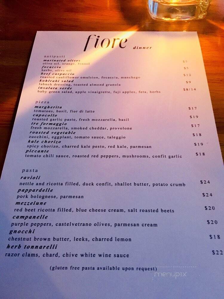 Fiore Restaurants - Vancouver, BC menu_pic