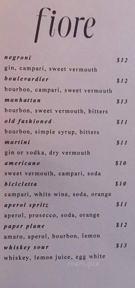 Fiore Restaurants - Vancouver, BC menu_pic