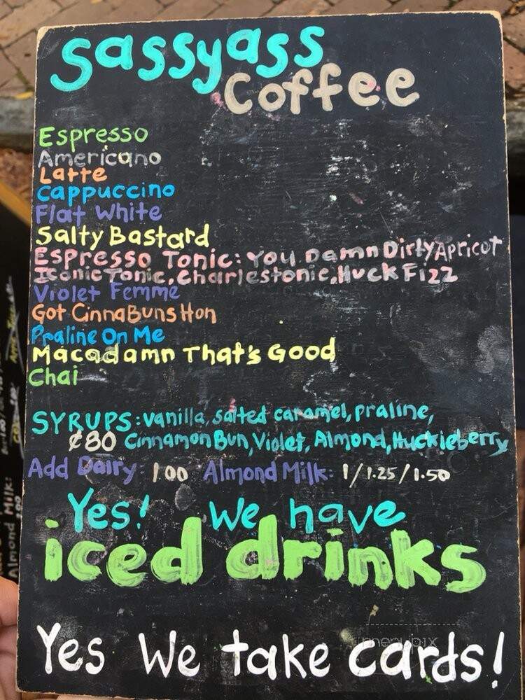 Sassyass Coffee - Charleston, SC menu_pic