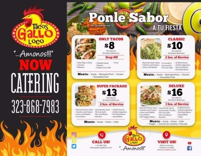 Tacos Gallo Loco - Garden Grove, CA menu_pic