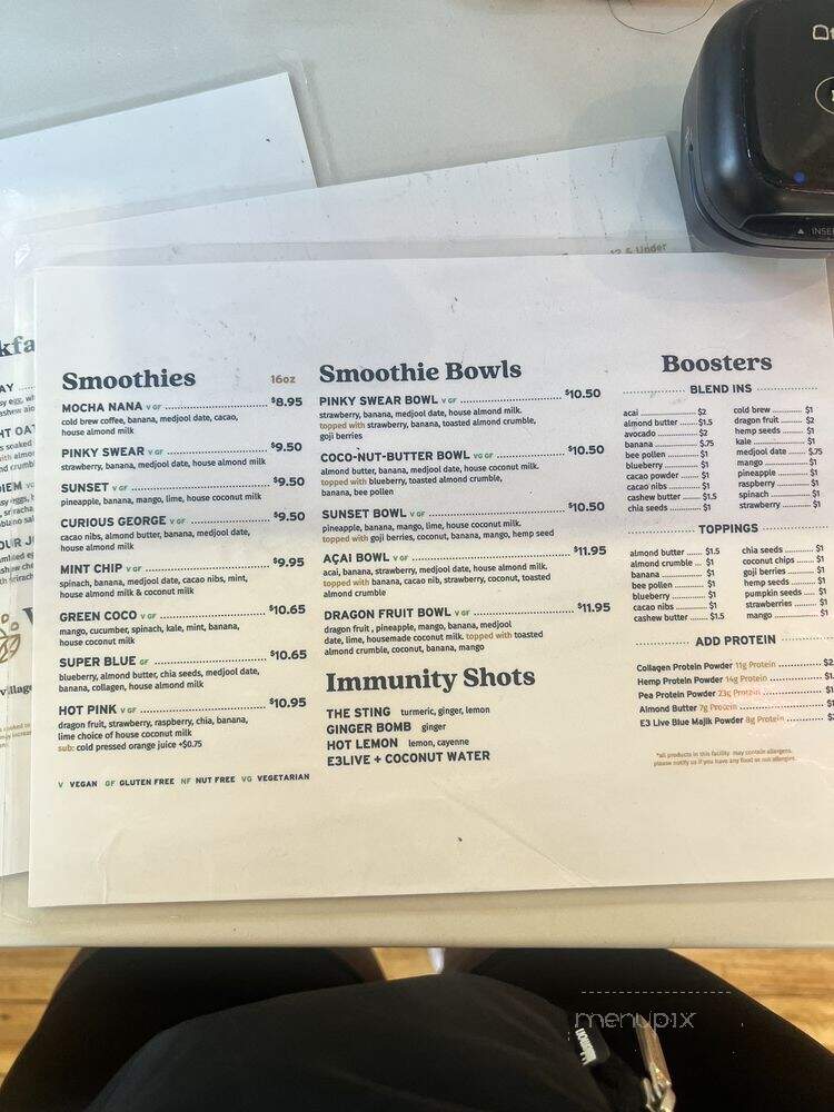 Village Juice Co. - Charlotte, NC menu_pic