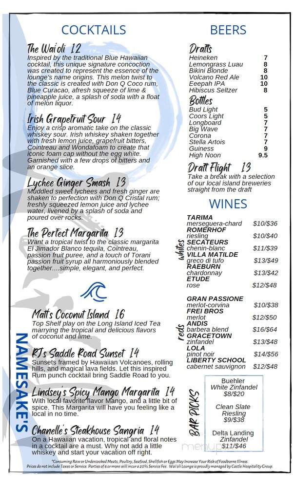 Waioli Lounge - Hilo, HI menu_pic
