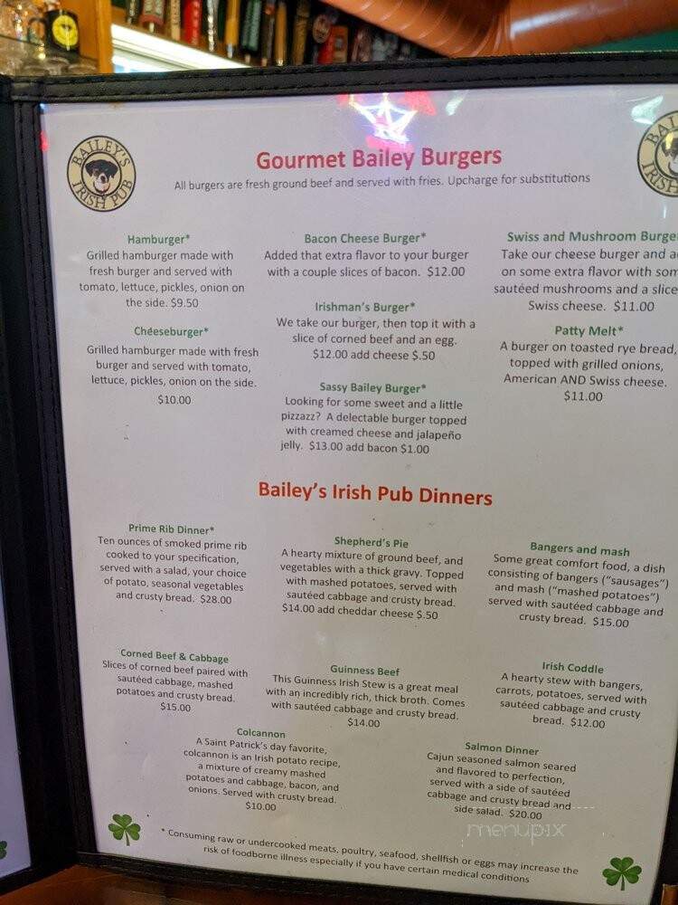 Bailey's Irish Pub - Leavenworth, KS menu_pic