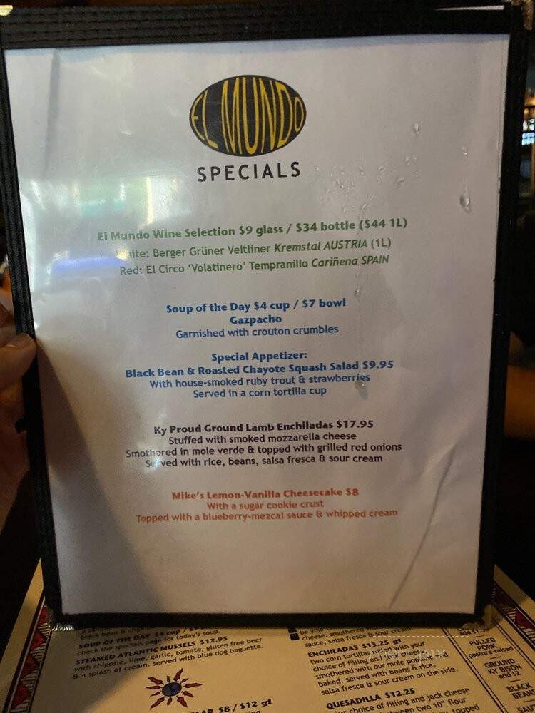 El Mundo - Louisville, KY menu_pic