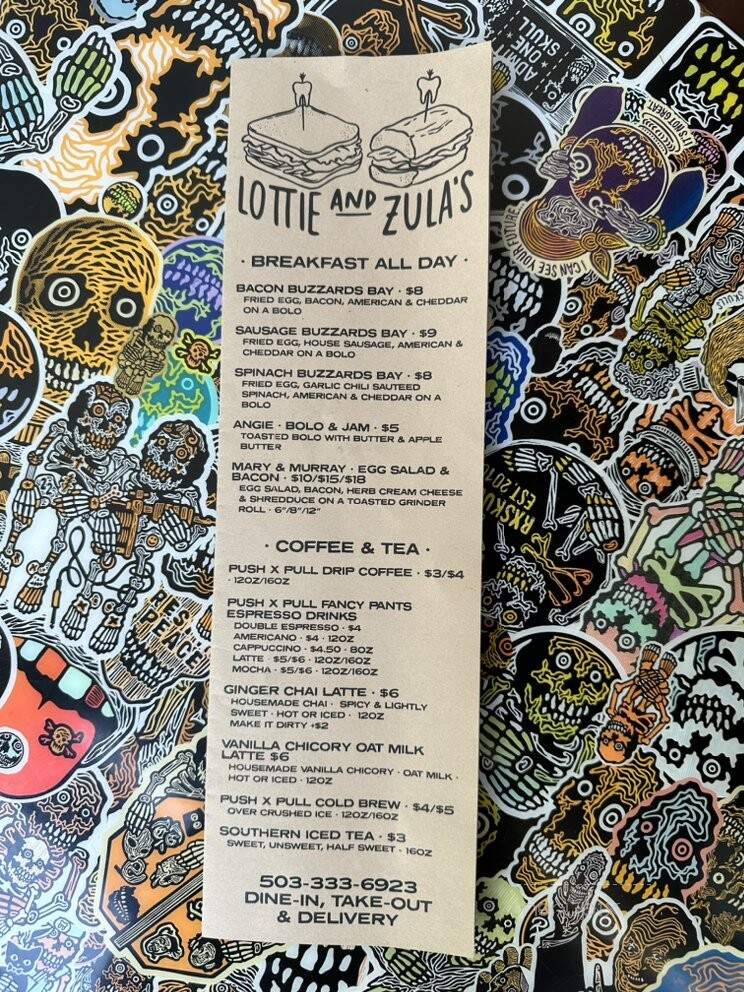 Lottie & Zula's - Portland, OR menu_pic