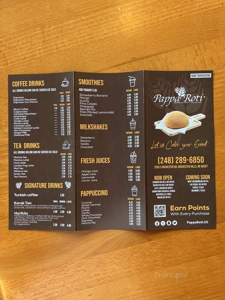 Pappa Roti - Rochester Hills, MI menu_pic