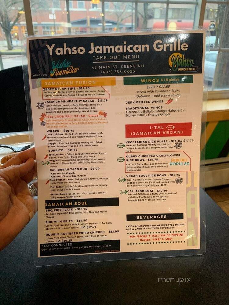 Yahso Jamaican Grille - Keene, NH menu_pic