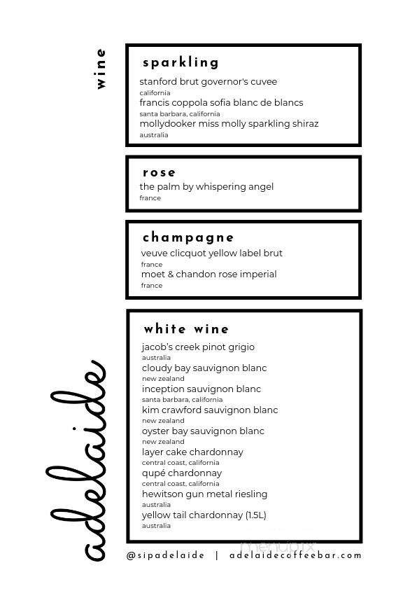 Adelaide Coffeebar - Santa Monica, CA menu_pic
