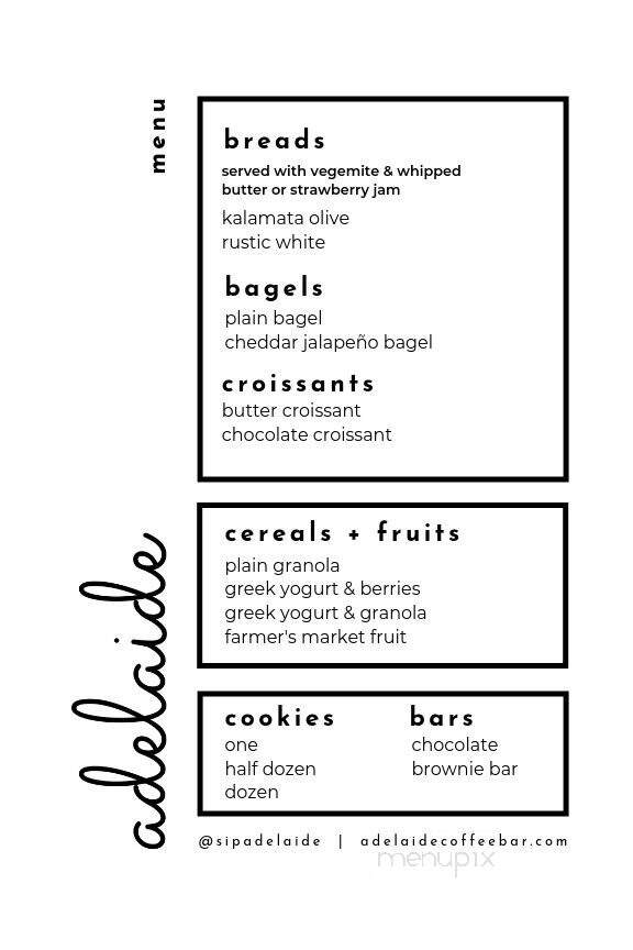 Adelaide Coffeebar - Santa Monica, CA menu_pic