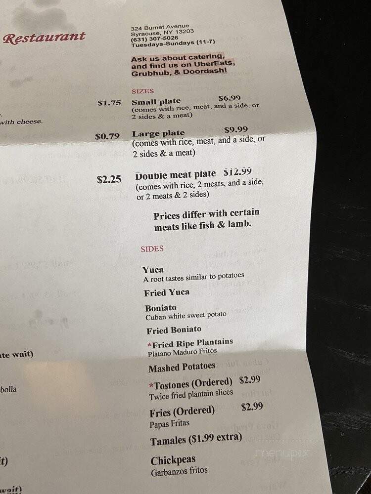 Esquina Habanera - Syracuse, NY menu_pic