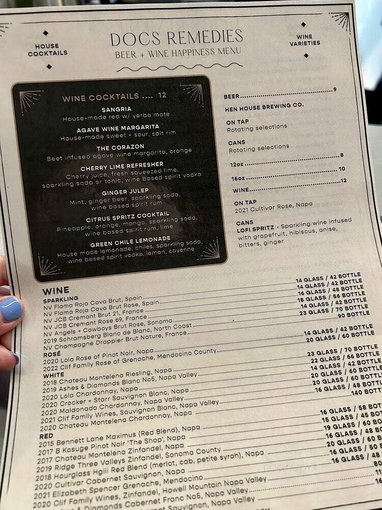 House of Better - Calistoga, CA menu_pic