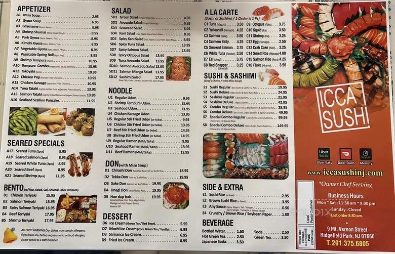 ICCA Sushi - Ridgefield Park, NJ menu_pic