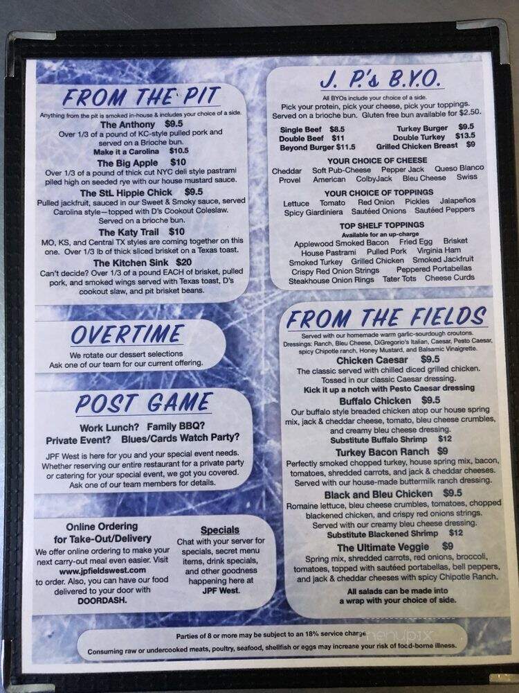 J. P. Fields West - St Louis, MO menu_pic