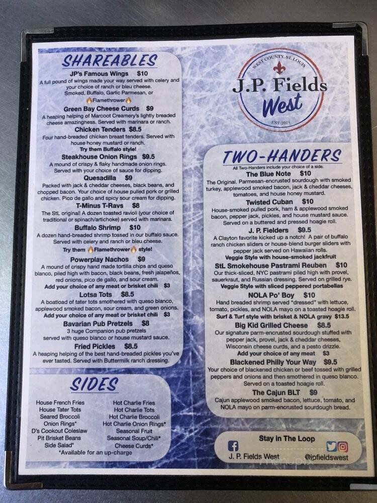 J. P. Fields West - St Louis, MO menu_pic